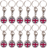 Pack of 12 X Shopping Trolley £1 Token Coin Keyring for Shop Trolley Locker Etc - New £1 Coin 12 Edge Shape (12 X Union Jack)