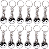 Pack of 12 X Shopping Trolley £1 Token Coin Keyring for Shop Trolley Locker Etc - New £1 Coin 12 Edge Shape (12 X Yin Yang)