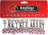 Pack of 12 X Shopping Trolley £1 Token Coin Keyring for Shop Trolley Locker Etc - New £1 Coin 12 Edge Shape (12 X Pink Hearts)