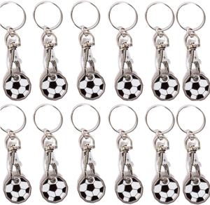 Pack of 12 X Shopping Trolley £1 Token Coin Keyring for Shop Trolley Locker Etc - New £1 Coin 12 Edge Shape (12 X Football)