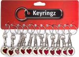 Pack of 12 X Shopping Trolley £1 Token Coin Keyring for Shop Trolley Locker Etc - New £1 Coin 12 Edge Shape (12 X Red Heart)