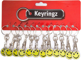 Pack of 12 X Shopping Trolley £1 Token Coin Keyring for Shop Trolley Locker Etc - New £1 Coin 12 Edge Shape (12 X Smiley)