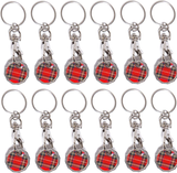 Pack of 12 X Shopping Trolley £1 Token Coin Keyring for Shop Trolley Locker Etc - New £1 Coin 12 Edge Shape (12 X Tartan)