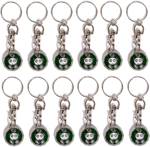 Pack of 12 X Shopping Trolley £1 Token Coin Keyring for Shop Trolley Locker Etc - New £1 Coin 12 Edge Shape (12 X Panda)