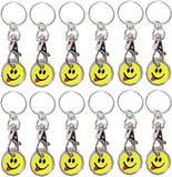 Pack of 12 X Shopping Trolley £1 Token Coin Keyring for Shop Trolley Locker Etc - New £1 Coin 12 Edge Shape (12 X Smiley Tongue)