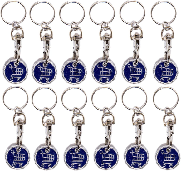 Pack of 12 X Shopping Trolley £1 Token Coin Keyring for Shop Trolley Locker Etc - New £1 Coin 12 Edge Shape (12 X Funky Trolley)