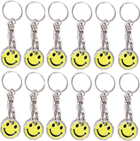 Pack of 12 X Shopping Trolley £1 Token Coin Keyring for Shop Trolley Locker Etc - New £1 Coin 12 Edge Shape (12 X Smiley)