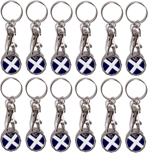 Pack of 12 X Shopping Trolley £1 Token Coin Keyring for Shop Trolley Locker Etc - New £1 Coin 12 Edge Shape (12 X St Andrew'S Cross)