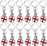 Pack of 12 X Shopping Trolley £1 Token Coin Keyring for Shop Trolley Locker Etc - New £1 Coin 12 Edge Shape (12 X Saint George'S Cross)