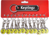 Pack of 12 X Shopping Trolley £1 Token Coin Keyring for Shop Trolley Locker Etc - New £1 Coin 12 Edge Shape (12 X Smiley Tongue)